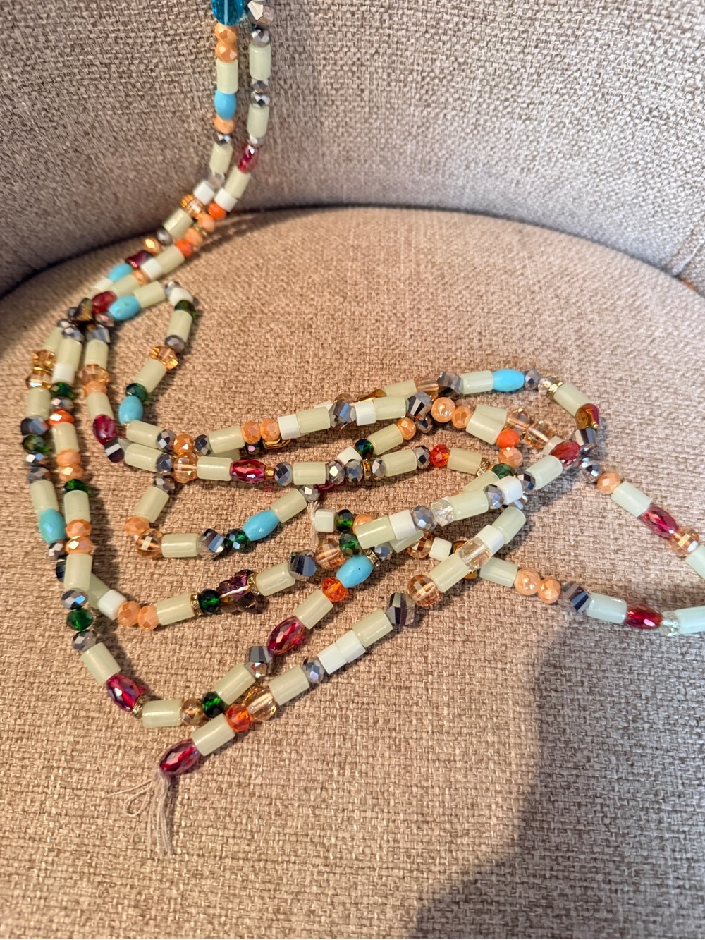 Multicolor Beaded Women’s belly chains– Cream & Accent Gemstones